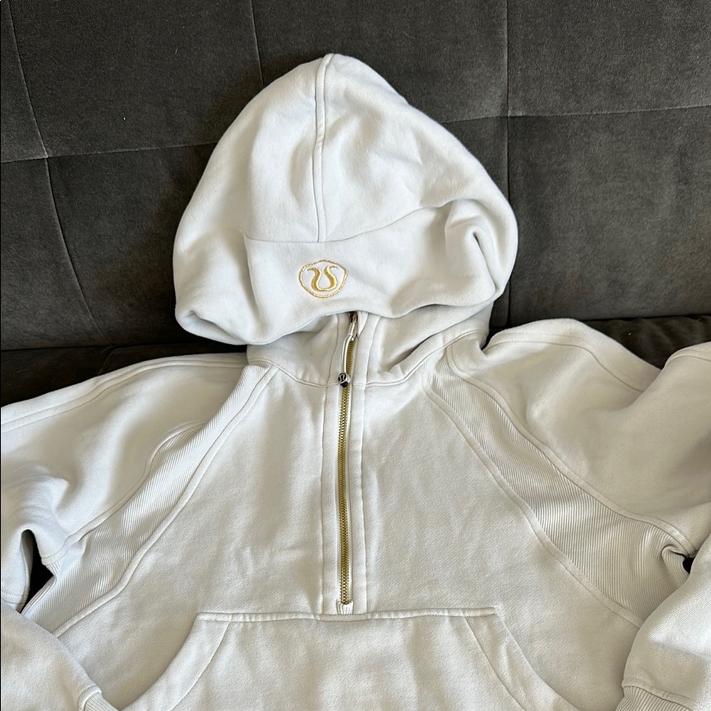 White Hoodie with Gold Logo